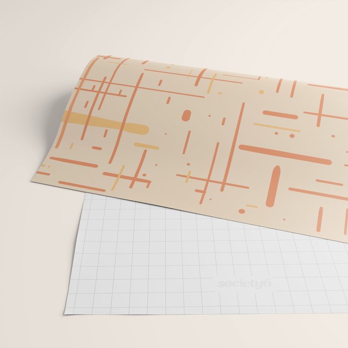 Mid-Century Modern Kinetikos Pattern in Soft Muted Orange Tones Wrapping Paper Gallery Image 2