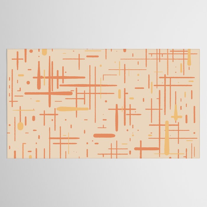Mid-Century Modern Kinetikos Pattern in Soft Muted Orange Tones Tablecloth Gallery Image 2