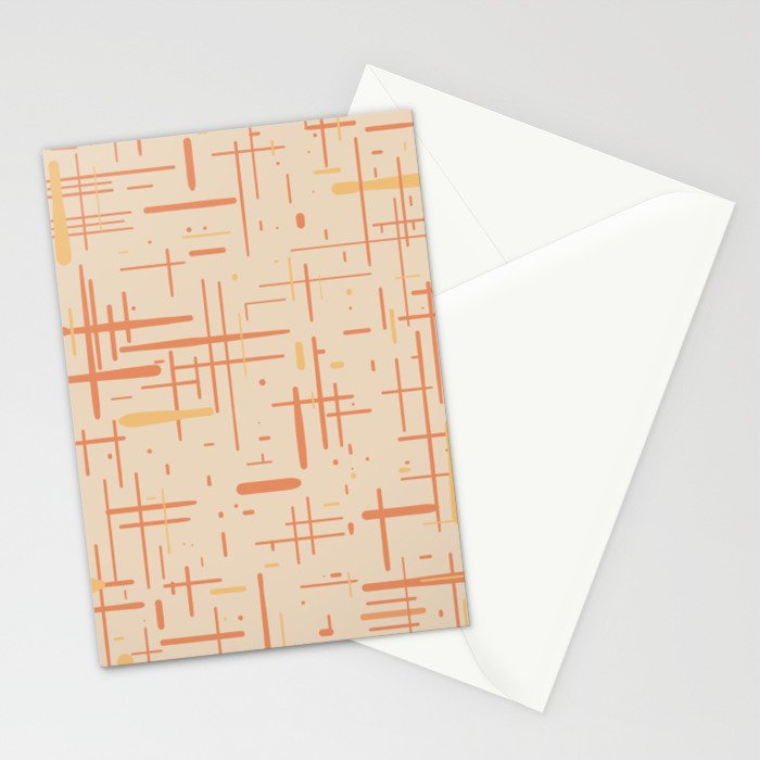 Mid-Century Modern Kinetikos Pattern in Soft Muted Orange Tones Stationery Card Gallery Image 2