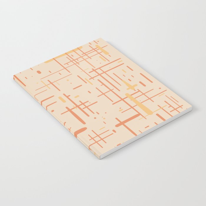 Mid-Century Modern Kinetikos Pattern in Soft Muted Orange Tones Notebook Gallery Image 1