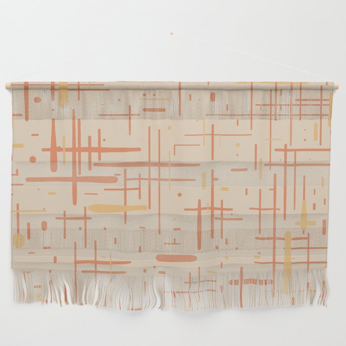 Mid-Century Modern Kinetikos Pattern in Soft Muted Orange Tones Wall Hanging Gallery Image 1