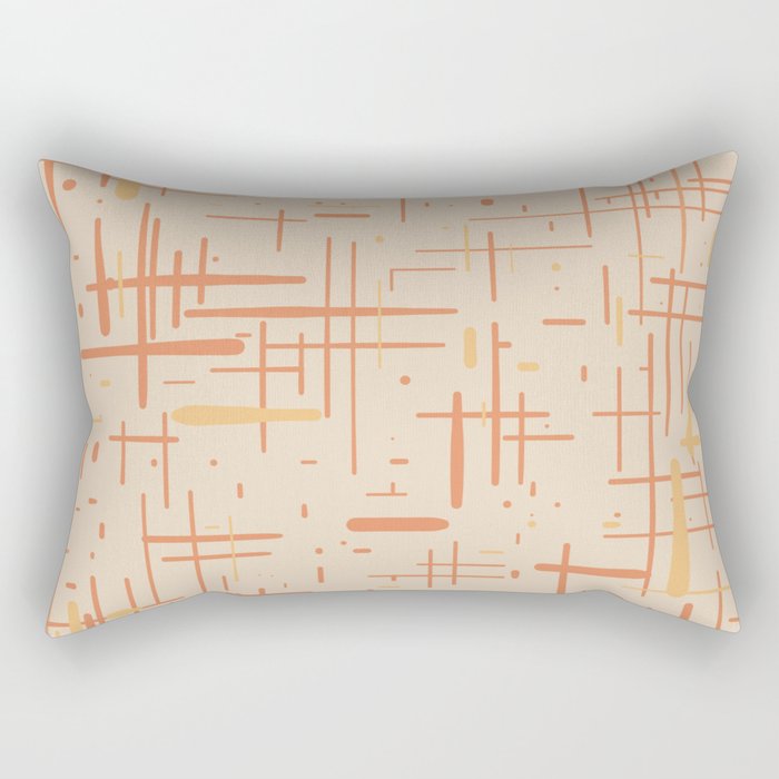 Mid-Century Modern Kinetikos Pattern in Soft Muted Orange Tones Rectangular Pillow Gallery Image 1