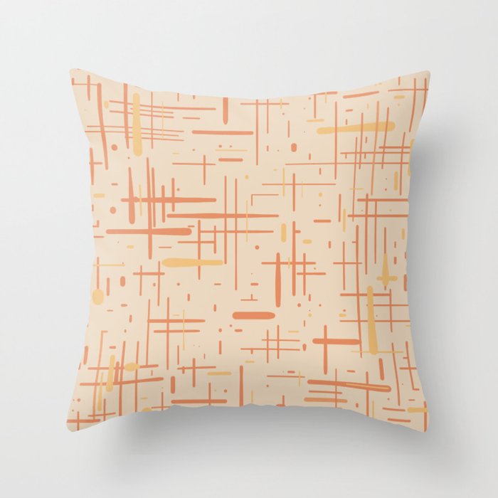 Mid-Century Modern Kinetikos Pattern in Soft Muted Orange Tones Throw Pillow Gallery Image 1