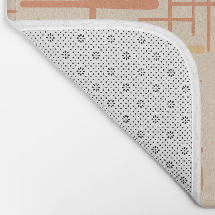 Mid-Century Modern Kinetikos Pattern in Soft Muted Orange Tones Bath Mat Gallery Image 2