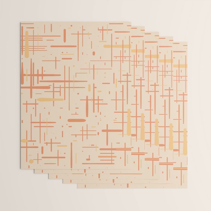 Mid-Century Modern Kinetikos Pattern in Soft Muted Orange Tones Wrapping Paper Gallery Image 3