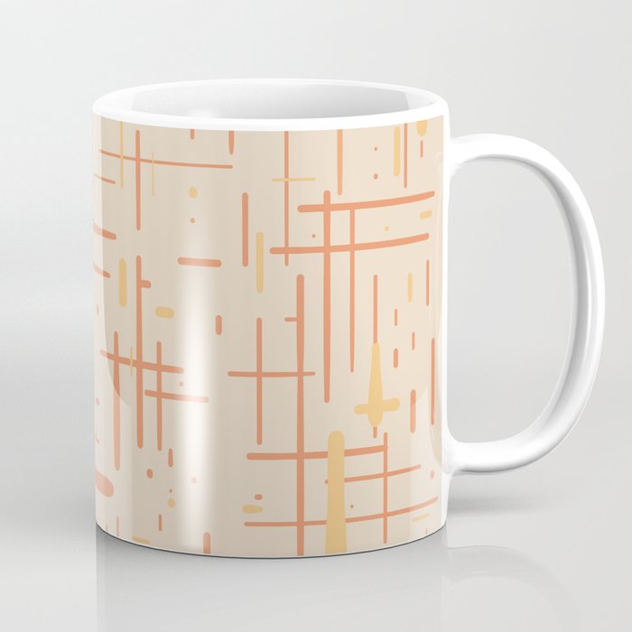 Mid-Century Modern Kinetikos Pattern in Soft Muted Orange Tones Coffee Mug Gallery Image 1