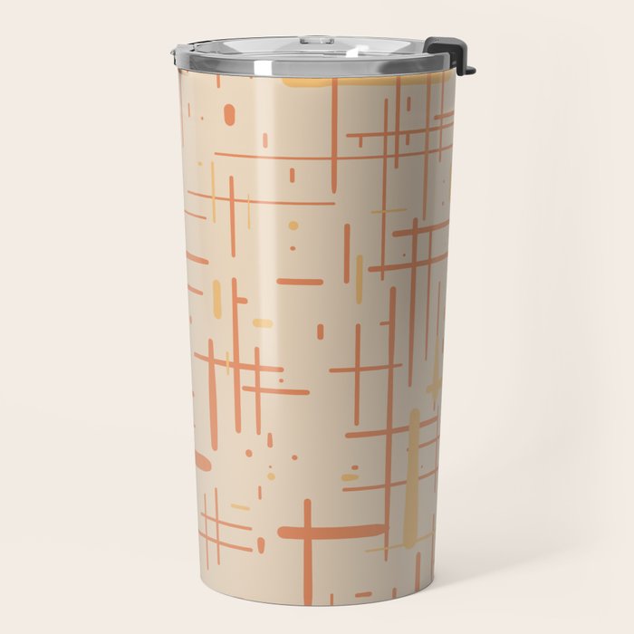 Mid-Century Modern Kinetikos Pattern in Soft Muted Orange Tones Travel Mug Gallery Image 2