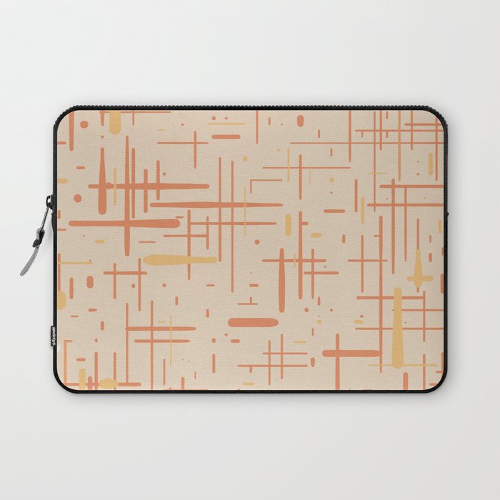 Mid-Century Modern Kinetikos Pattern in Soft Muted Orange Tones Laptop Sleeve Gallery Image 1