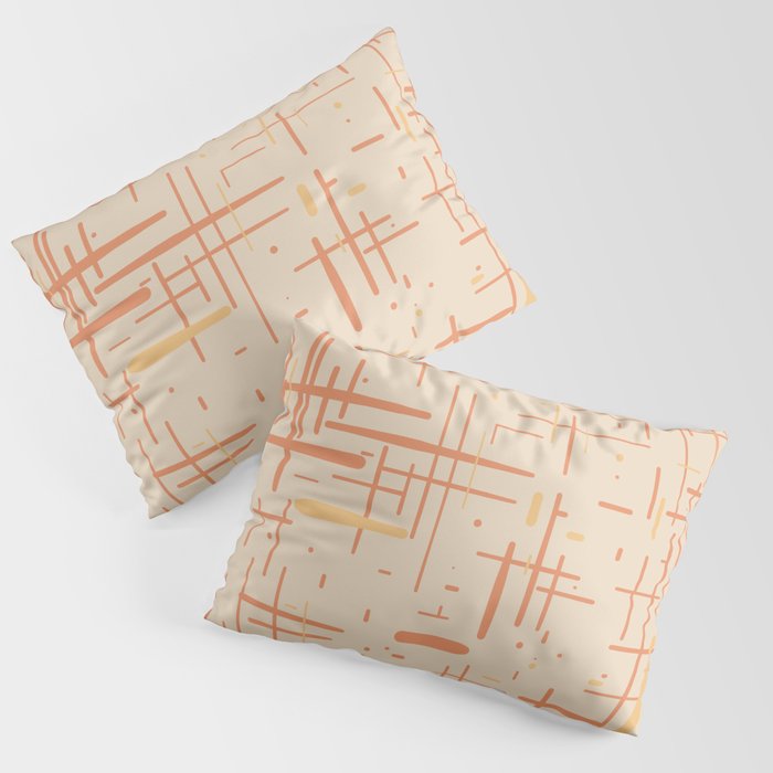 Mid-Century Modern Kinetikos Pattern in Soft Muted Orange Tones Pillow Sham Gallery Image 1