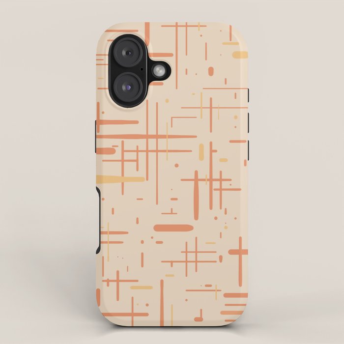 Mid-Century Modern Kinetikos Pattern in Soft Muted Orange Tones iPhone Case Gallery Image 1