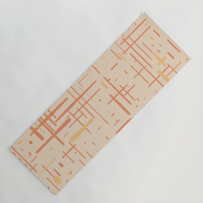 Mid-Century Modern Kinetikos Pattern in Soft Muted Orange Tones Yoga Mat Gallery Image 1