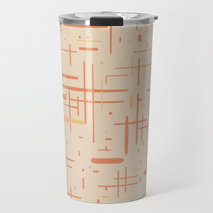 Mid-Century Modern Kinetikos Pattern in Soft Muted Orange Tones Travel Mug Gallery Image 1