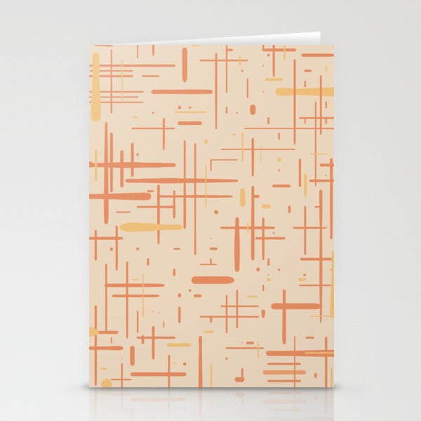 Mid-Century Modern Kinetikos Pattern in Soft Muted Orange Tones Stationery Card Gallery Image 2