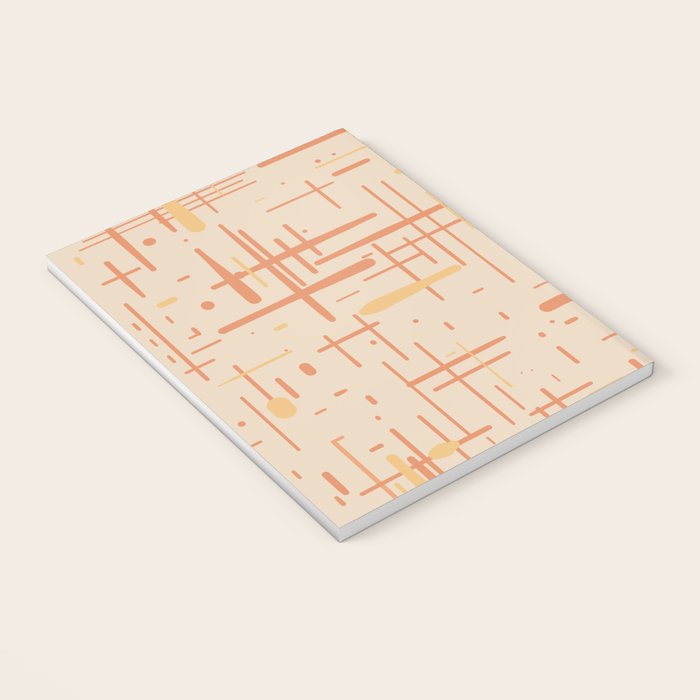 Mid-Century Modern Kinetikos Pattern in Soft Muted Orange Tones Notebook Gallery Image 3