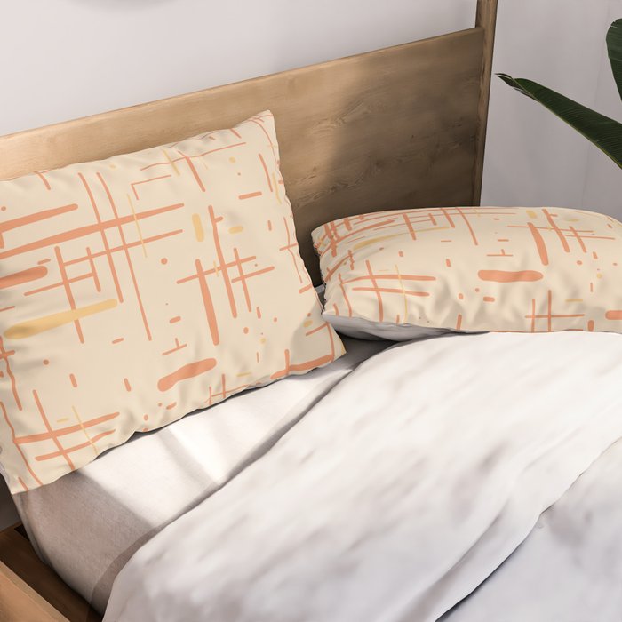 Mid-Century Modern Kinetikos Pattern in Soft Muted Orange Tones Pillow Sham Gallery Image 2