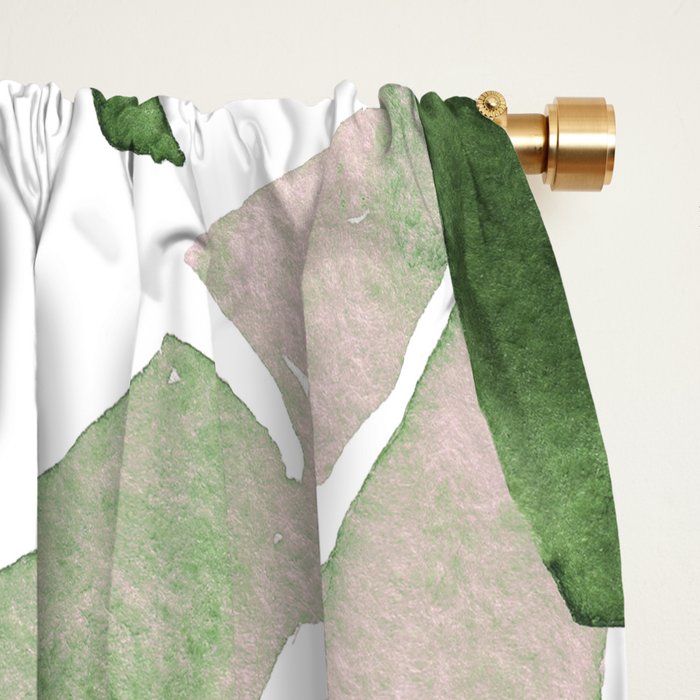 Tropical Leaves Green And Pink Window Curtain Gallery Image 2