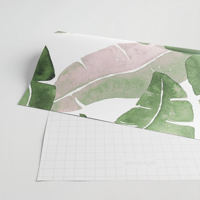 Tropical Leaves Green And Pink Wrapping Paper Gallery Image 2