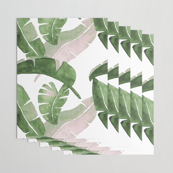 Tropical Leaves Green And Pink Wrapping Paper Gallery Image 3