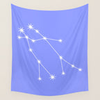 Gemini Zodiac Star Constellation Line Art Pastel Purple Wall Tapestry Gallery Image 4
