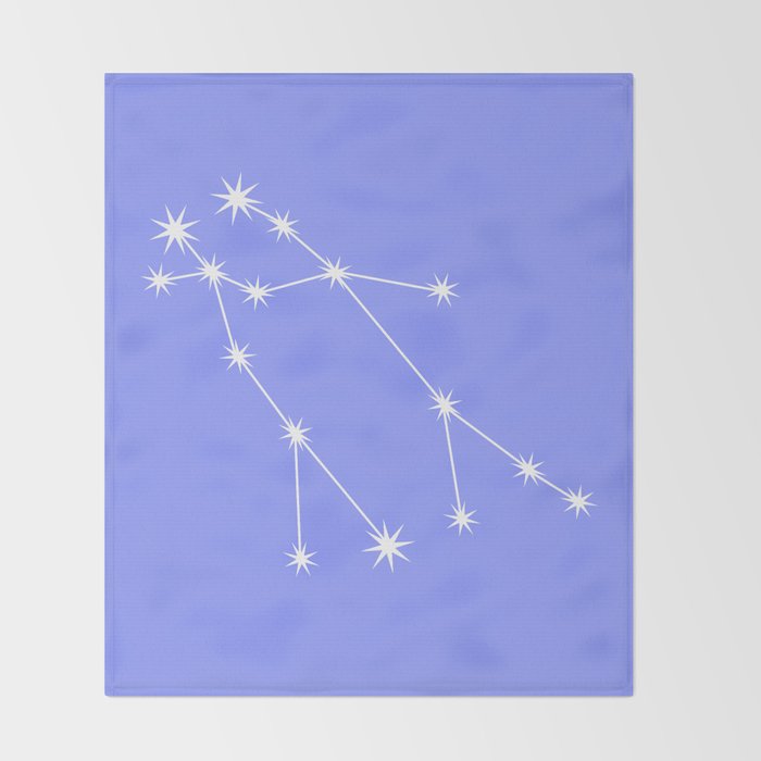 Gemini Zodiac Star Constellation Line Art Pastel Purple Throw Blanket Gallery Image 2
