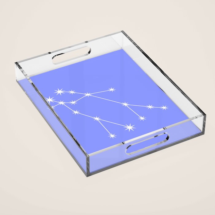 Gemini Zodiac Star Constellation Line Art Pastel Purple Acrylic Tray Gallery Image 1