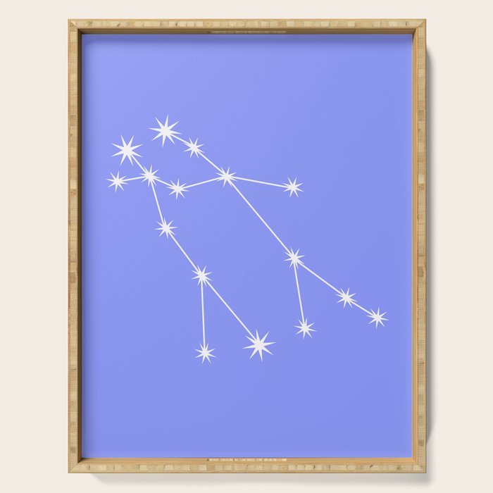 Gemini Zodiac Star Constellation Line Art Pastel Purple Serving Tray Gallery Image 1