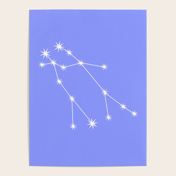 Gemini Zodiac Star Constellation Line Art Pastel Purple Poster Gallery Image 4