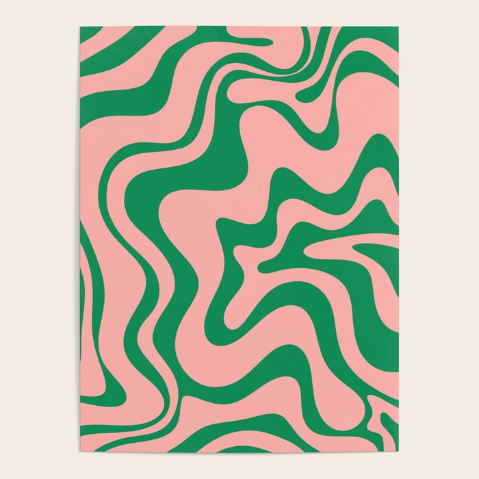 Liquid Swirl Retro Abstract Pattern in Pink and Bright Green Poster Gallery Image 4