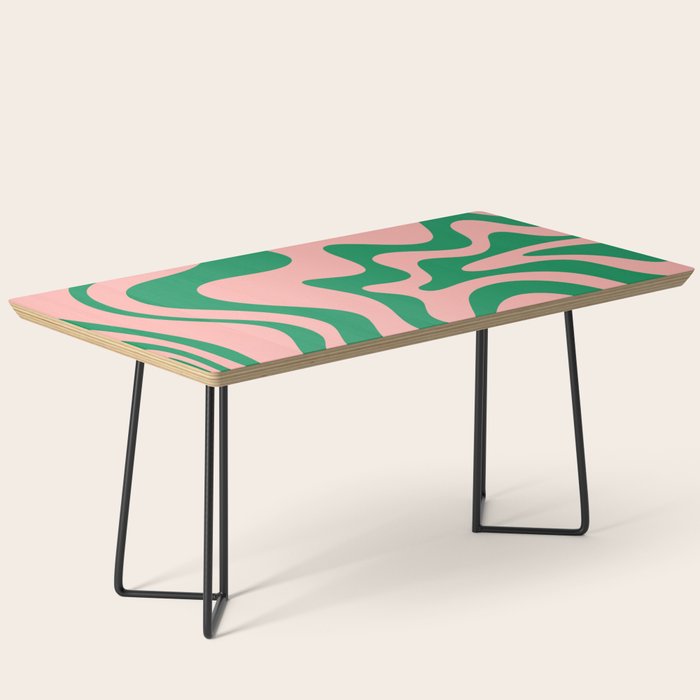 Liquid Swirl Retro Abstract Pattern in Pink and Bright Green Coffee Table Gallery Image 1
