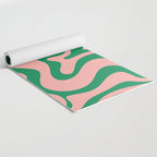 Liquid Swirl Retro Abstract Pattern in Pink and Bright Green Yoga Mat Gallery Image 2