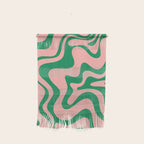 Liquid Swirl Retro Abstract Pattern in Pink and Bright Green Wall Hanging Gallery Image 1