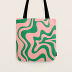 Liquid Swirl Retro Abstract Pattern in Pink and Bright Green Tote Bag Gallery Image 1
