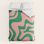 Liquid Swirl Retro Abstract Pattern in Pink and Bright Green Comforter Gallery Image 6