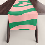 Liquid Swirl Retro Abstract Pattern in Pink and Bright Green Table Runner Gallery Image 1