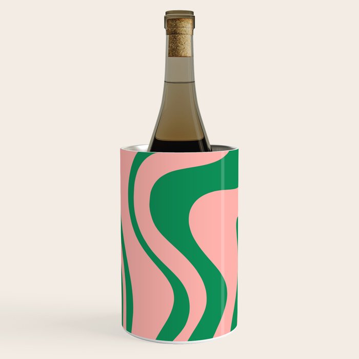 Liquid Swirl Retro Abstract Pattern in Pink and Bright Green Wine Chiller Gallery Image 2