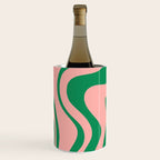Liquid Swirl Retro Abstract Pattern in Pink and Bright Green Wine Chiller Gallery Image 2