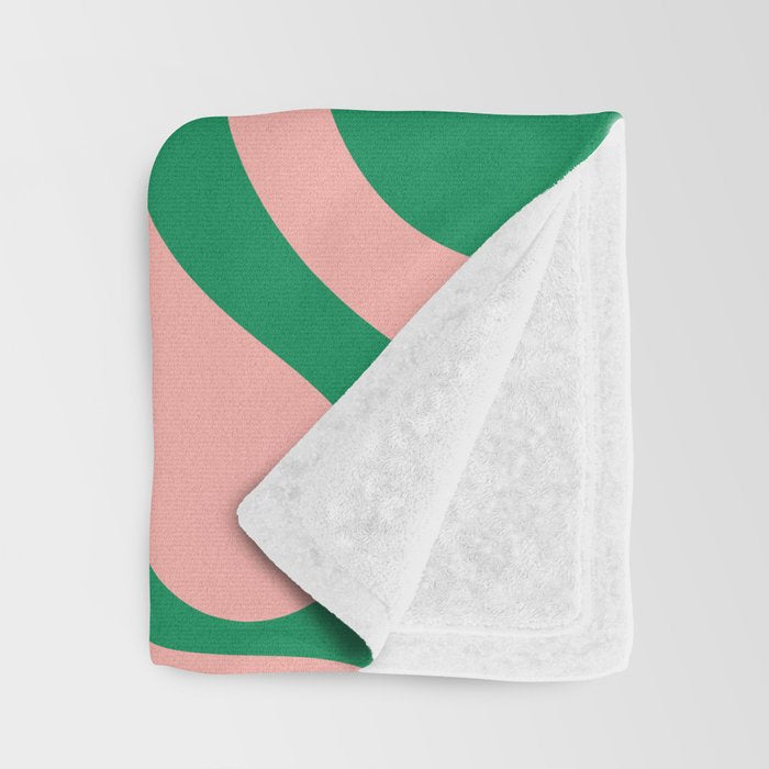 Liquid Swirl Retro Abstract Pattern in Pink and Bright Green Throw Blanket Gallery Image 3