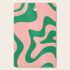 Liquid Swirl Retro Abstract Pattern in Pink and Bright Green Cutting Board Gallery Image 1