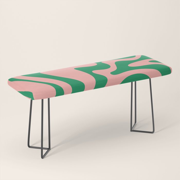 Liquid Swirl Retro Abstract Pattern in Pink and Bright Green Bench Gallery Image 1