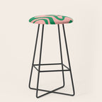 Liquid Swirl Retro Abstract Pattern in Pink and Bright Green Stool Gallery Image 1