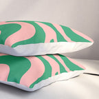 Liquid Swirl Retro Abstract Pattern in Pink and Bright Green Pillow Sham Gallery Image 3