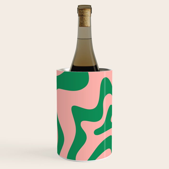 Liquid Swirl Retro Abstract Pattern in Pink and Bright Green Wine Chiller Gallery Image 1