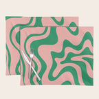 Liquid Swirl Retro Abstract Pattern in Pink and Bright Green Placemat Gallery Image 1