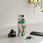Liquid Swirl Retro Abstract Pattern in Pink and Bright Green Water Bottle Gallery Image 5