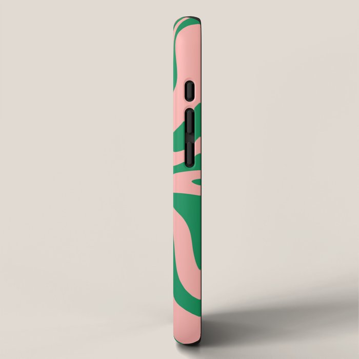 Liquid Swirl Retro Abstract Pattern in Pink and Bright Green iPhone Case Gallery Image 2