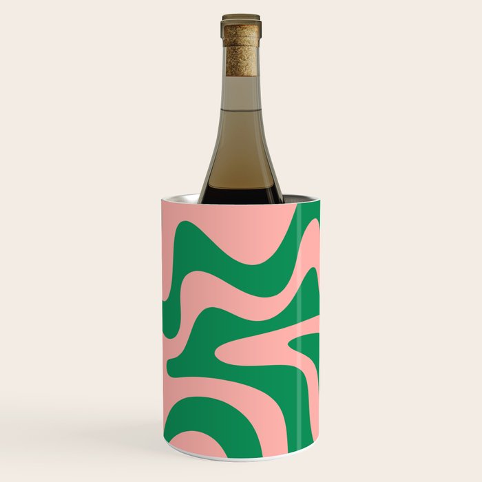 Liquid Swirl Retro Abstract Pattern in Pink and Bright Green Wine Chiller Gallery Image 3