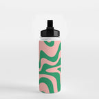 Liquid Swirl Retro Abstract Pattern in Pink and Bright Green Water Bottle Gallery Image 2