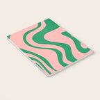 Liquid Swirl Retro Abstract Pattern in Pink and Bright Green Notebook Gallery Image 3