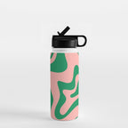 Liquid Swirl Retro Abstract Pattern in Pink and Bright Green Water Bottle Gallery Image 1