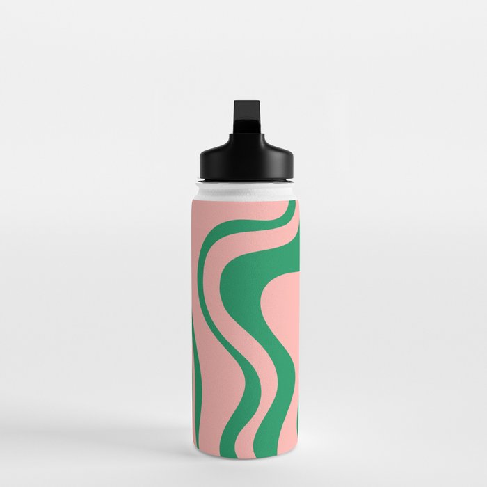 Liquid Swirl Retro Abstract Pattern in Pink and Bright Green Water Bottle Gallery Image 3